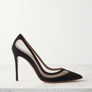 Aquazzura Black Mesh Stiletto Heels